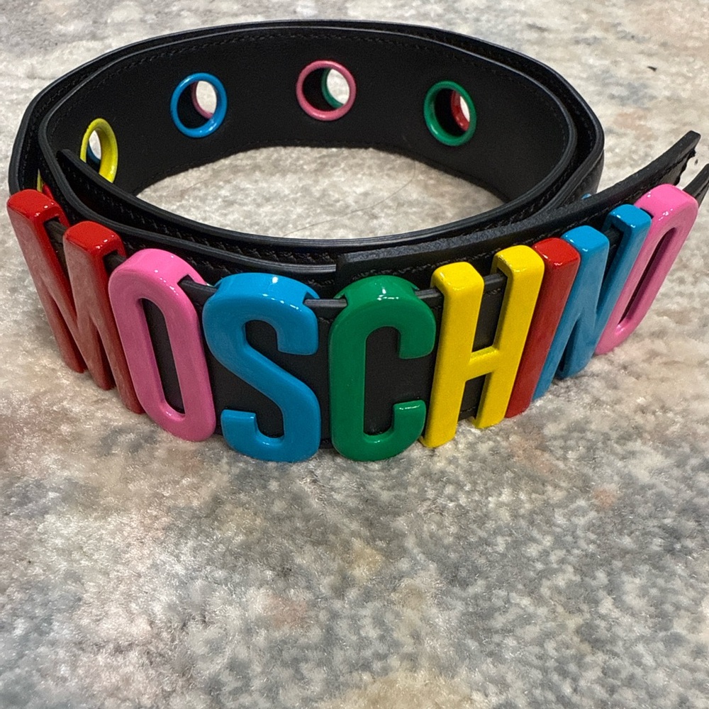 Moschino Pink and Blue Belt Vibrant Accessory